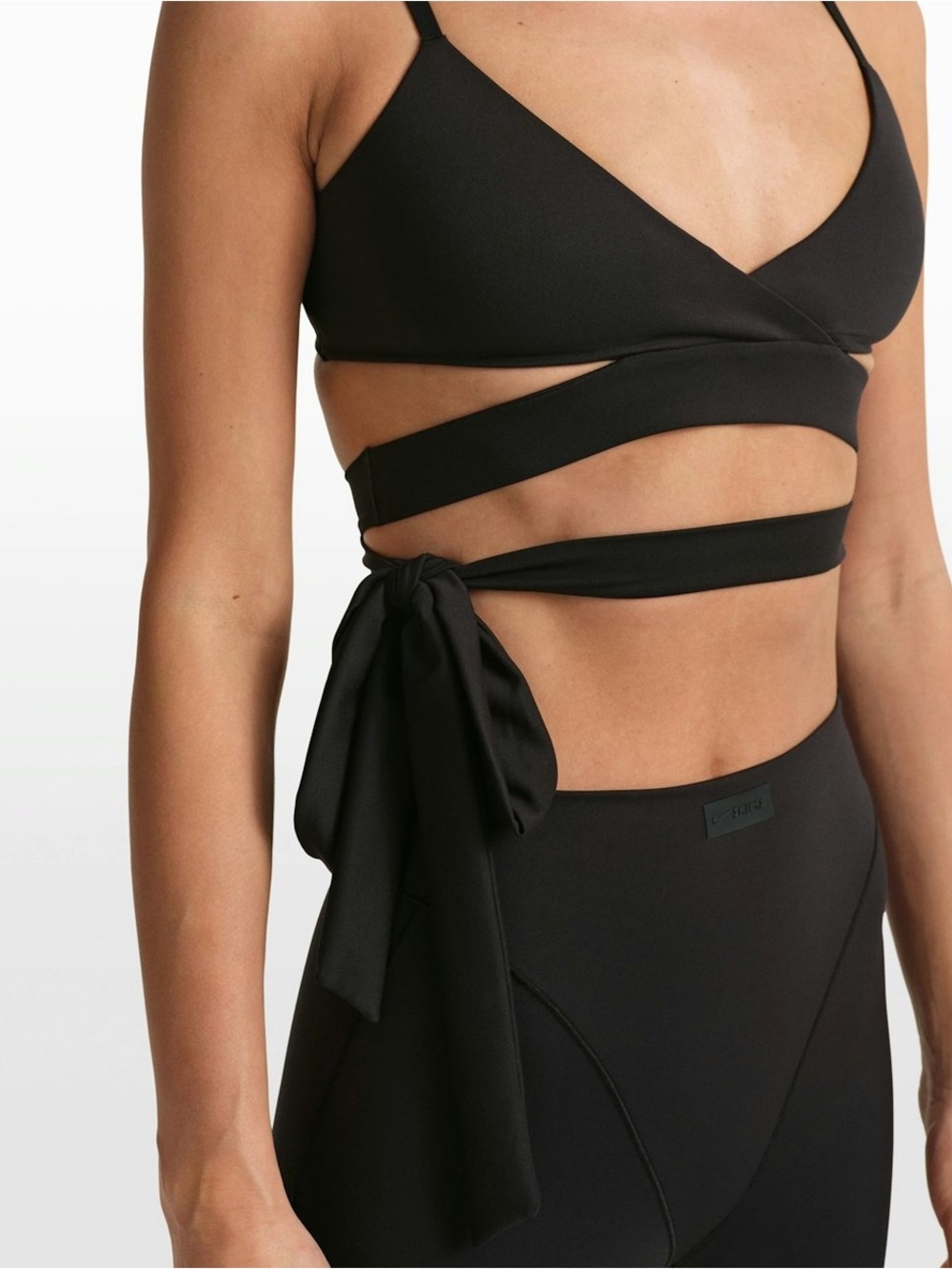 NIKE SKIMS MATTE WRAP FRONT BRA OBSIDIAN M